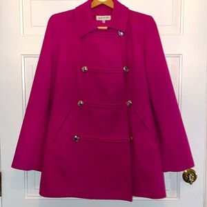 Jones New York Fuchsia Pink Winter Pea Coat - Size Small